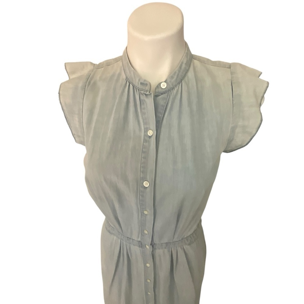 Joie’ Awel Light Blue Button Front Chambray Midi Dress in Western Fade - Picture 11 of 16